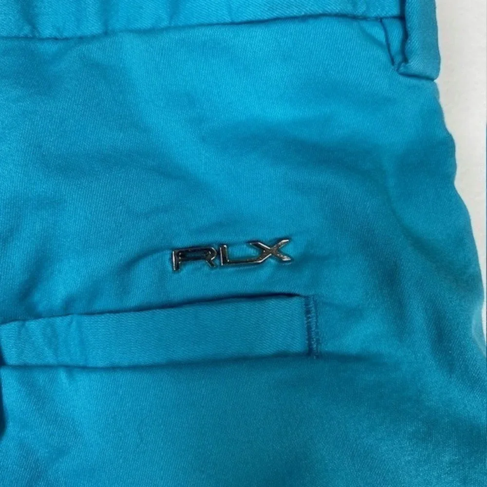 RLX Ralph Lauren Mens Golf Shorts 36 Turquoise Blue Cotton‎ Blend Flat Front RLX